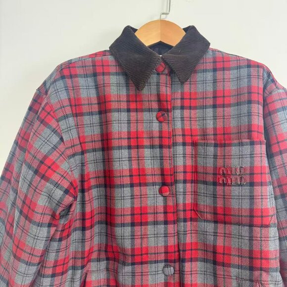 Miu Miu Grey Padded Check Jacket - Picture 6 of 12